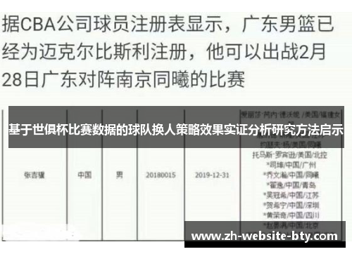 基于世俱杯比赛数据的球队换人策略效果实证分析研究方法启示